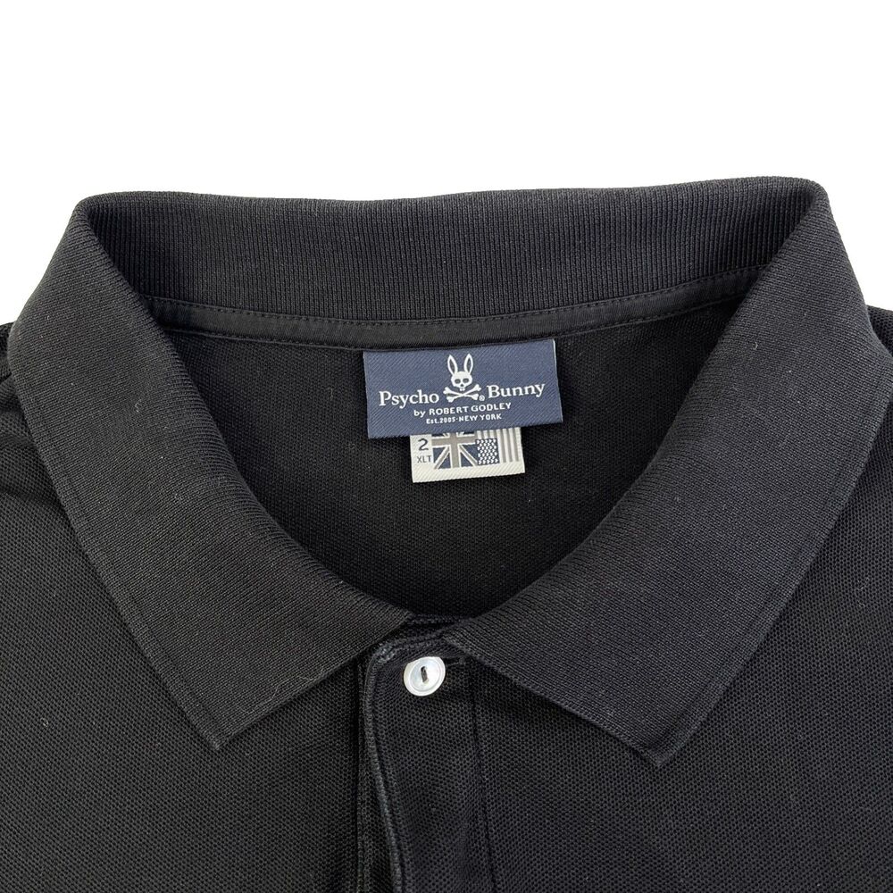 Mens Psycho Bunny Short Sleeve Polo Shirt Size 2XLT Black Pima Cotton Golf - Picture 2 of 7